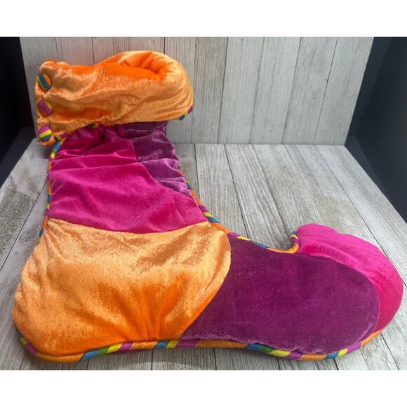 Vintage Toyland Gumdrop Stocking Velvet Christmas Holiday Decor 17" Tall - Picture 2 of 7